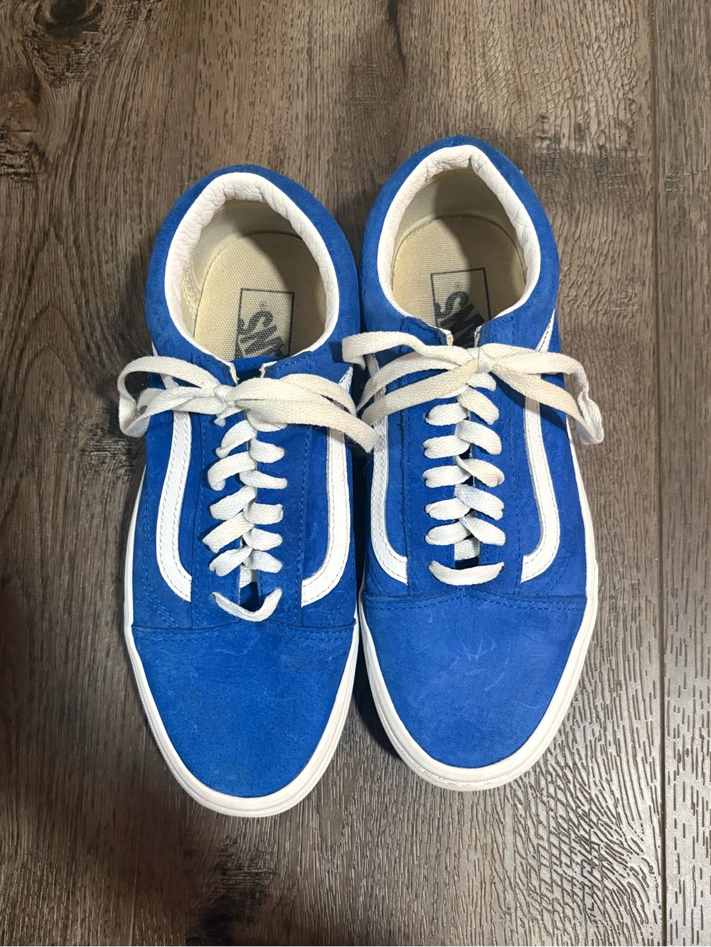 Vans Blue and White Suede Low-Top Old Skool Sneakers